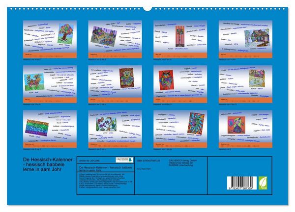 Produktbild: De Hessisch-Kalenner - hessisch babbele lerne in aam Johr (hochwertiger Premium Wandkalender 2026 DIN A2 quer), Kunstdruck in Hochglanz