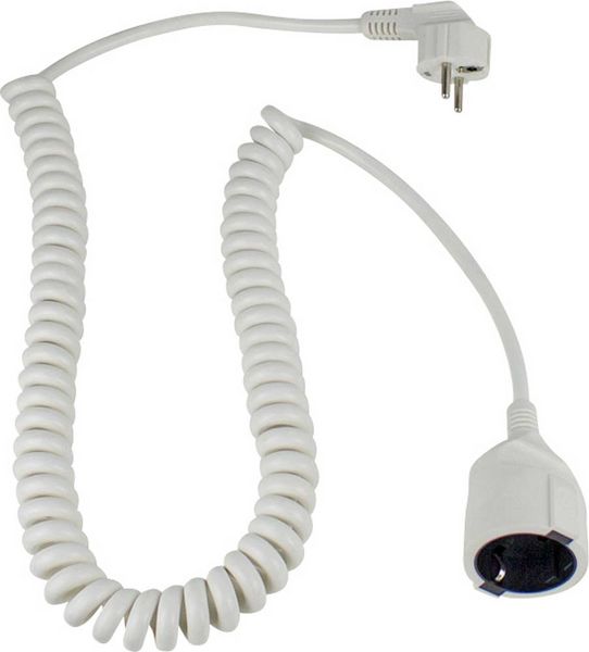 AS Schwabe 70412 Strom Verlängerungskabel 16A Weiß 2.50m H05VV-F 3G 1,5mm² Spiralkabel