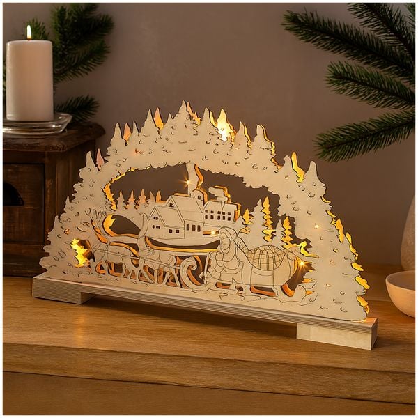HTI-Living Schwibbogen Weihnachtsschlitten Natur Schwibbogen Weihnachtsschlitten Natur