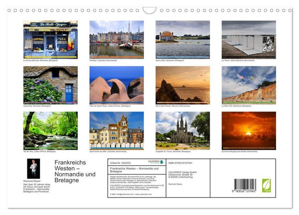 Produktbild: Frankreichs Westen &ndash; Normandie und Bretagne (Wandkalender 2026 DIN A3 quer), CALVENDO Monatskalender