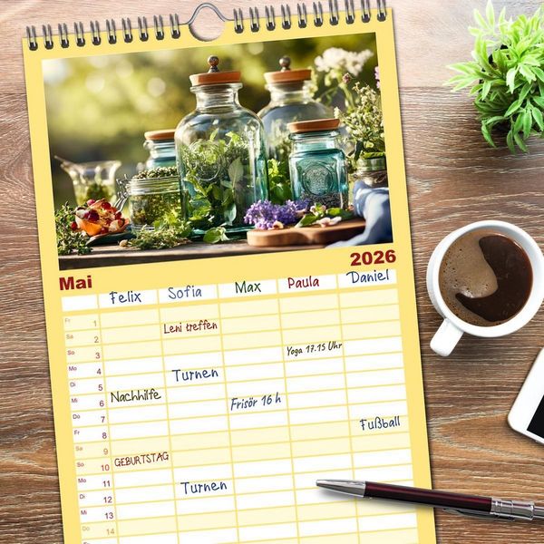 Produktbild: Familienplaner 2026 - K&uuml;chenkalender Glaswerk mit 5 Spalten (Wandkalender, 21 x 45 cm) CALVENDO