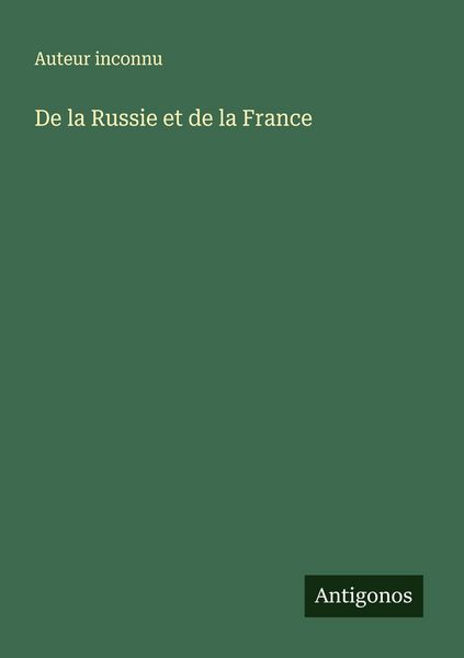 Produktbild: De la Russie et de la France