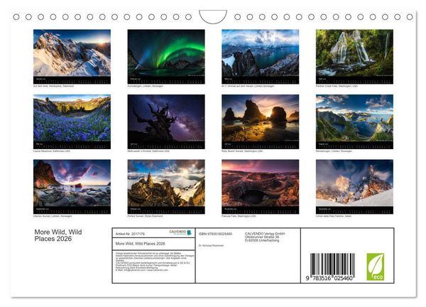 Produktbild: More Wild, Wild Places 2026 (Wandkalender 2026 DIN A4 quer), CALVENDO Monatskalender