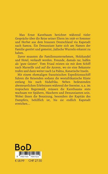 Produktbild: Die Reise des Wilhelm Ernst Karstbaum und seiner Ehefrau Marie, geborene Weilandt, &uuml;bers Meer nach Samoa, geborene Weiland