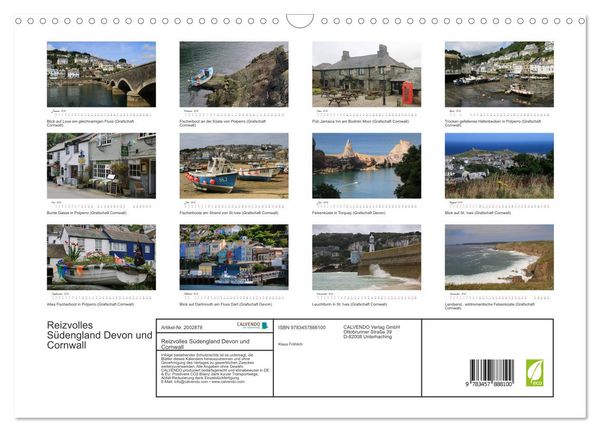 Produktbild: Reizvolles S&uuml;dengland Devon und Cornwall (Wandkalender 2026 DIN A3 quer), CALVENDO Monatskalender