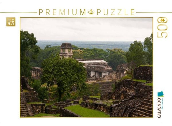 CALVENDO Puzzle Palenque, Tempel im Regenwald | 500 Teile Lege-Größe 48 × 36 cm Foto-Puzzle für Erwachsene