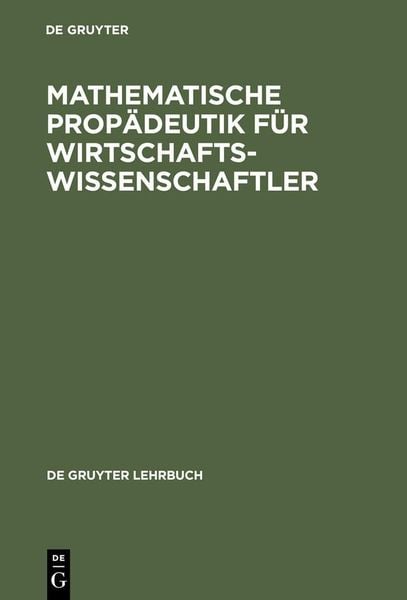 Produktbild: Mathematische Prop&auml;deutik f&uuml;r Wirtschaftswissenschaftler