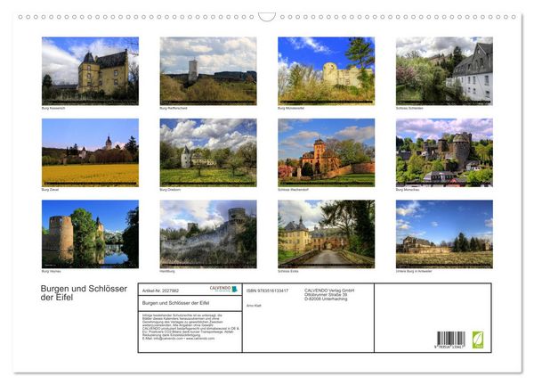 Produktbild: Burgen und Schl&ouml;sser der Eifel (Wandkalender 2026 DIN A2 quer), CALVENDO Monatskalender