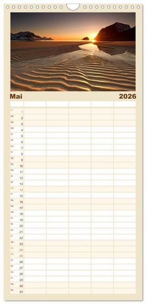 Produktbild: Familienplaner 2026 - Norwegen mit 5 Spalten (Wandkalender, 21 x 45 cm) CALVENDO