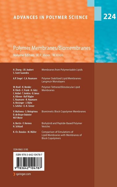 Produktbild: Polymer Membranes/Biomembranes
