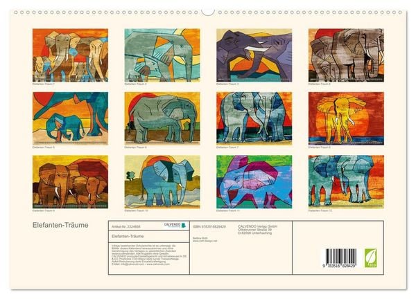 Produktbild: Elefanten-Tr&auml;ume (hochwertiger Premium Wandkalender 2027 DIN A2 quer), Kunstdruck in Hochglanz