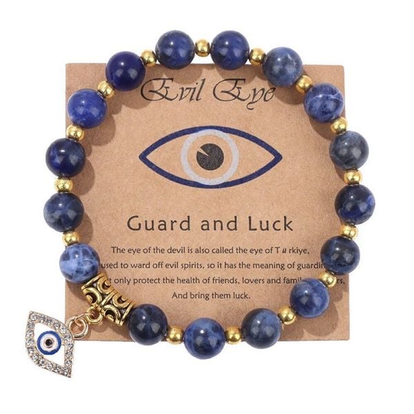 Produktbild: Armband "Evil Eye", mit Sodalit- und Resinperlen, &Oslash;6-12cm (18-34cm), elastisch