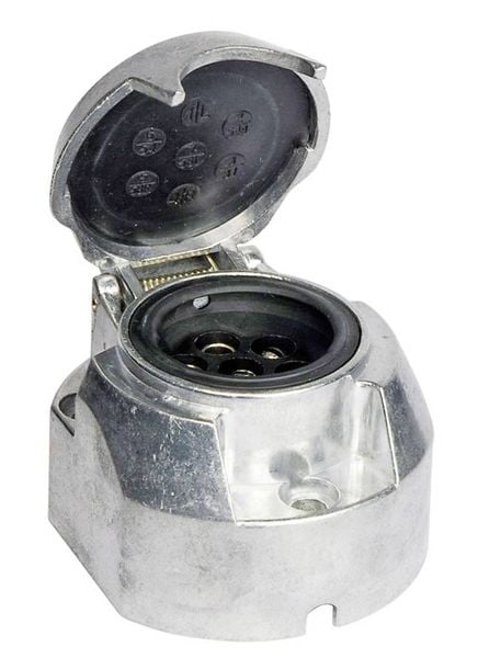 HP Autozubehör 28431 Anhänger-Steckdose [Steckdose 7polig - Stecker 7polig] Aluminium