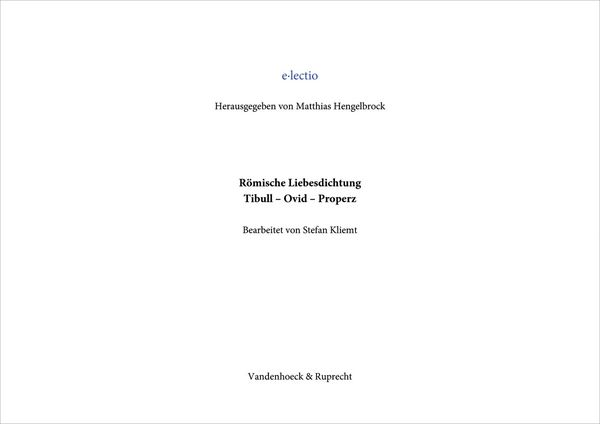 Produktbild: R&ouml;mische Liebesdichtung, Tibull - Ovid - Properz