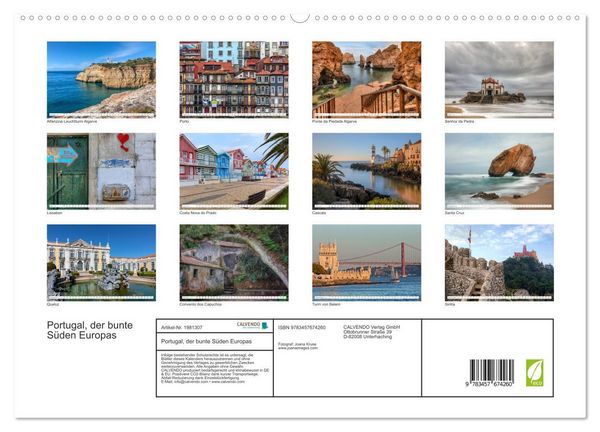 Produktbild: Portugal, der bunte S&uuml;den Europas (hochwertiger Premium Wandkalender 2026 DIN A2 quer), Kunstdruck in Hochglanz