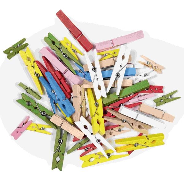 Produktbild: Folia  Holzklammern BASIC in 3 Gr&ouml;&szlig;en sortiert, 48 St&uuml;ck, farbig sortiert