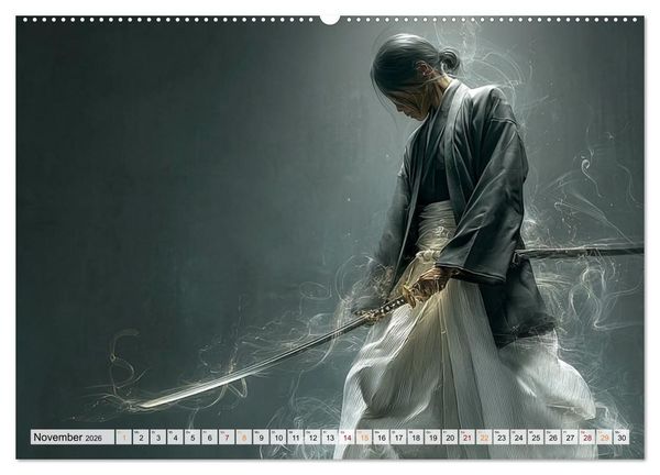 Produktbild: Die Seele des Schwertes &ndash; Samurai im Bild (hochwertiger Premium Wandkalender 2026 DIN A2 quer), Kunstdruck in Hochglanz