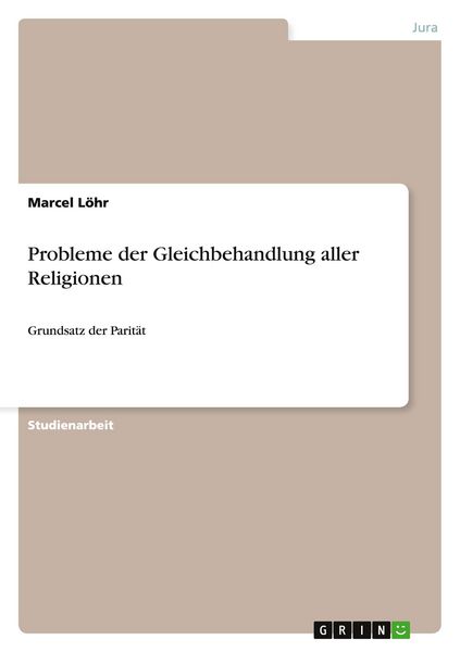 Produktbild: Probleme der Gleichbehandlung aller Religionen