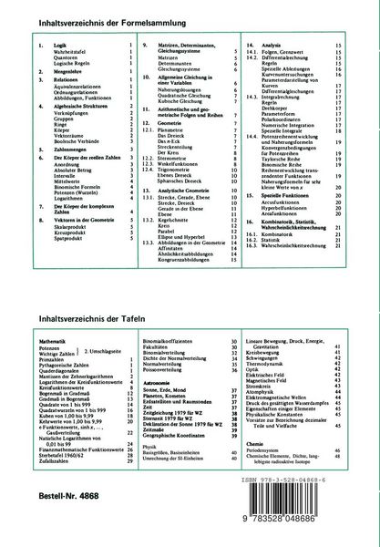 Produktbild: Mathematische und naturwissenschaftliche Tafeln