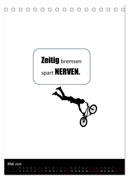 Produktbild: Markante, freche Spr&uuml;che rund ums Radfahren (Tischkalender 2026 DIN A5 hoch), CALVENDO Monatskalender