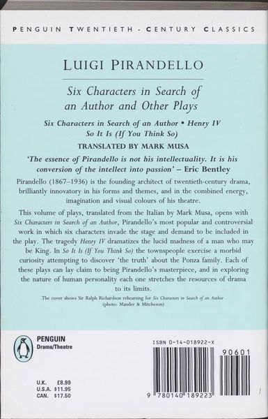 Produktbild: Six Characters in Search of an Author an