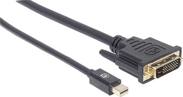 Produktbild: Manhattan Mini-DisplayPort / DVI Adapterkabel Mini DisplayPort Stecker, DVI-D 24+1pol. Stecker 1.80m Schwarz 152150 Folienschirm
