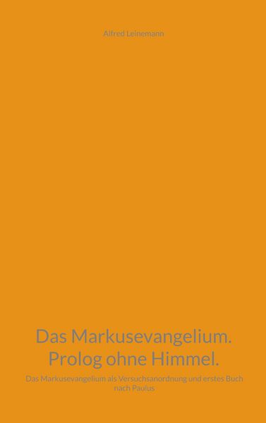 Produktbild: Das Markusevangelium. Prolog ohne Himmel.