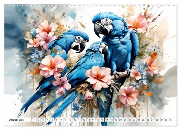 Produktbild: Papageien - Fliegende Edelsteine (hochwertiger Premium Wandkalender 2026 DIN A2 quer), Kunstdruck in Hochglanz