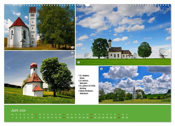 Produktbild: Kirchen und Kapellen als Ausflugsziele (Wandkalender 2026 DIN A2 quer), CALVENDO Monatskalender