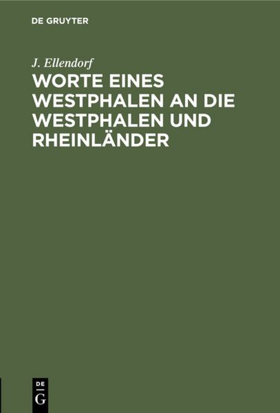 Produktbild: Worte eines Westphalen an die Westphalen und Rheinl&auml;nder