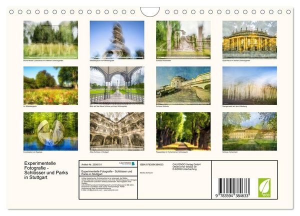 Produktbild: Experimentelle Fotografie - Schl&ouml;sser und Parks in Stuttgart (Wandkalender 2027 DIN A4 quer), CALVENDO Monatskalender