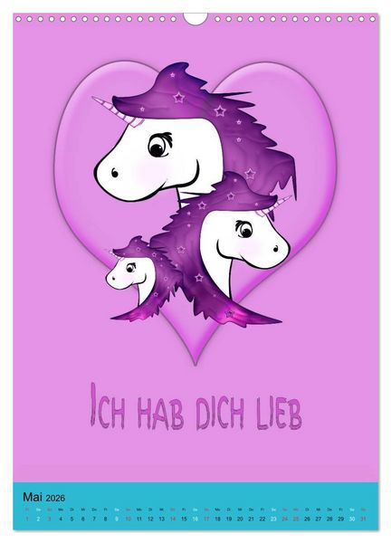 Produktbild: Bunte Einh&ouml;rner (Wandkalender 2026 DIN A3 hoch), CALVENDO Monatskalender
