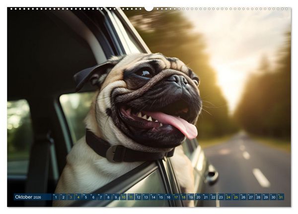 Produktbild: Lustige Mops-Hunde: Die charmanten Meister von Chaos und Unfug (hochwertiger Premium Wandkalender 2026 DIN A2 quer), Kunstdruck in Hochglanz