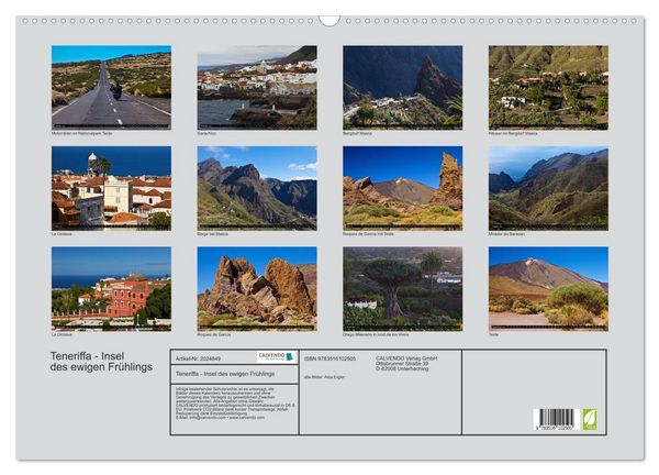 Produktbild: Teneriffa - Insel des ewigen Fr&uuml;hlings (Wandkalender 2026 DIN A2 quer), CALVENDO Monatskalender