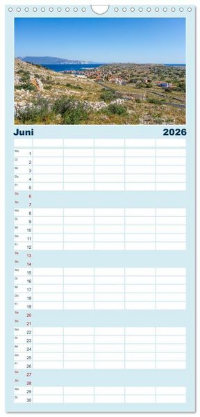 Produktbild: Familienplaner 2026 - Insel Chalki mit 5 Spalten (Wandkalender, 21 x 45 cm) CALVENDO