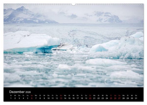 Produktbild: Islands Landschaften - Wasser, Eis und gr&uuml;nes Moos (hochwertiger Premium Wandkalender 2026 DIN A2 quer), Kunstdruck in Hochglanz
