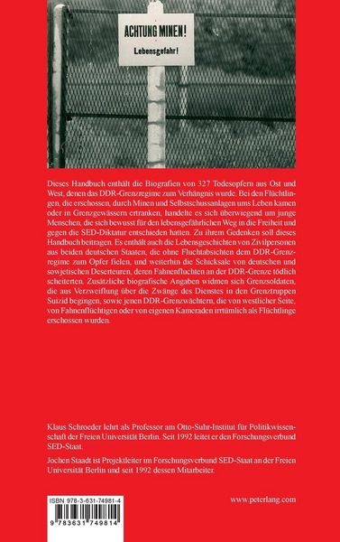 Produktbild: Die Todesopfer des DDR-Grenzregimes an der innerdeutschen Grenze 1949&ndash;1989