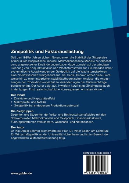 Produktbild: Zinspolitik und Faktorauslastung
