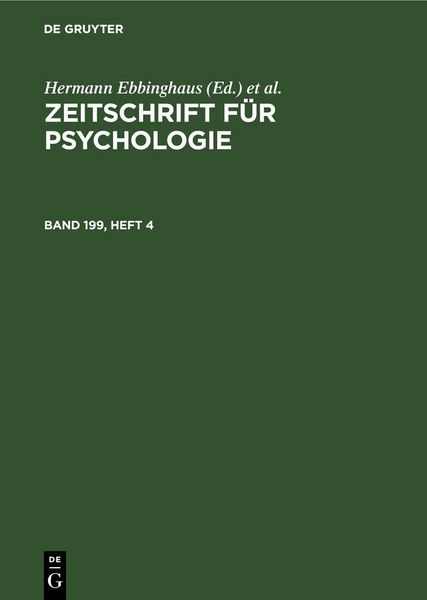 Produktbild: Zeitschrift f&uuml;r Psychologie. Band 199, Heft 4