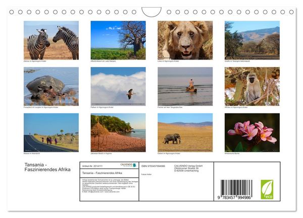 Produktbild: Tansania - Faszinierendes Afrika (Wandkalender 2026 DIN A4 quer), CALVENDO Monatskalender