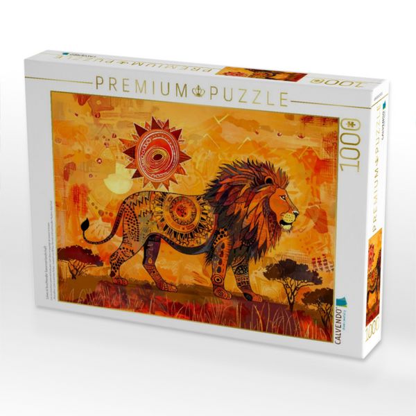 Produktbild: CALVENDO Puzzle L&ouml;we in leuchtender Savannenlandschaft | 1000 Teile Lege-Gr&ouml;&szlig;e 64x48cm Foto-Puzzle f&uuml;r gl&uuml;ckliche Stunden