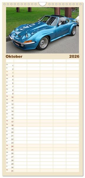 Produktbild: Familienplaner 2026 - Autos, die wir liebten mit 5 Spalten (Wandkalender, 21 x 45 cm) CALVENDO