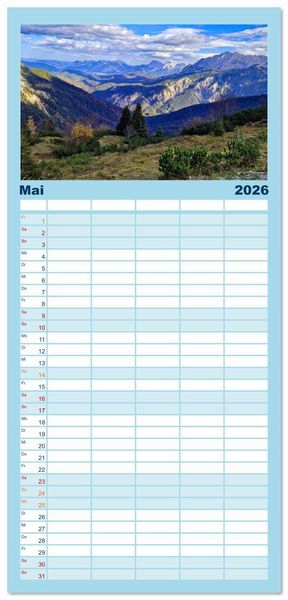 Produktbild: Familienplaner 2026 - Auf Hochtouren mit 5 Spalten (Wandkalender, 21 x 45 cm) CALVENDO