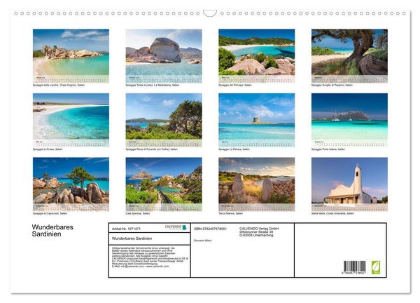 Produktbild: Wunderbares Sardinien (Wandkalender 2026 DIN A2 quer), CALVENDO Monatskalender