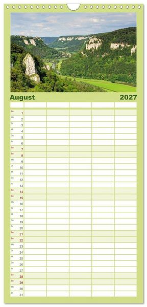 Produktbild: Familienplaner 2027 - Das Donautal - Wanderparadies auf der Schw&auml;bischen Alb mit 5 Spalten (Wandkalender, 21 x 45 cm) CALVENDO
