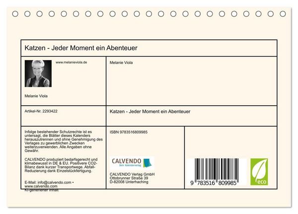Produktbild: Katzen - Jeder Moment ein Abenteuer (Tischkalender 2027 DIN A5 quer), CALVENDO Monatskalender