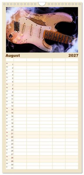 Produktbild: Familienplaner 2027 - Traumgitarren - the Sound of Rock mit 5 Spalten (Wandkalender, 21 x 45 cm) CALVENDO
