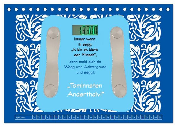 Produktbild: Plattd&uuml;tsche Cartoons (Tischkalender 2026 DIN A5 quer), CALVENDO Monatskalender