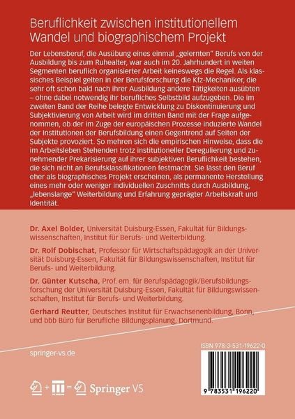 Produktbild: Beruflichkeit zwischen institutionellem Wandel und biographischem Projekt
