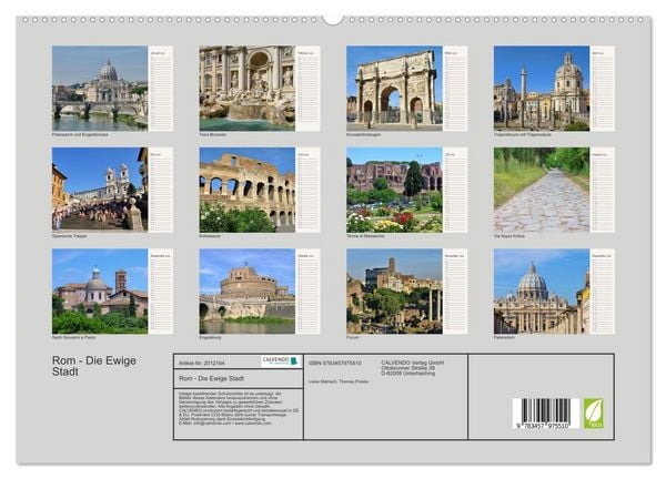 Produktbild: Rom - Die Ewige Stadt (hochwertiger Premium Wandkalender 2026 DIN A2 quer), Kunstdruck in Hochglanz